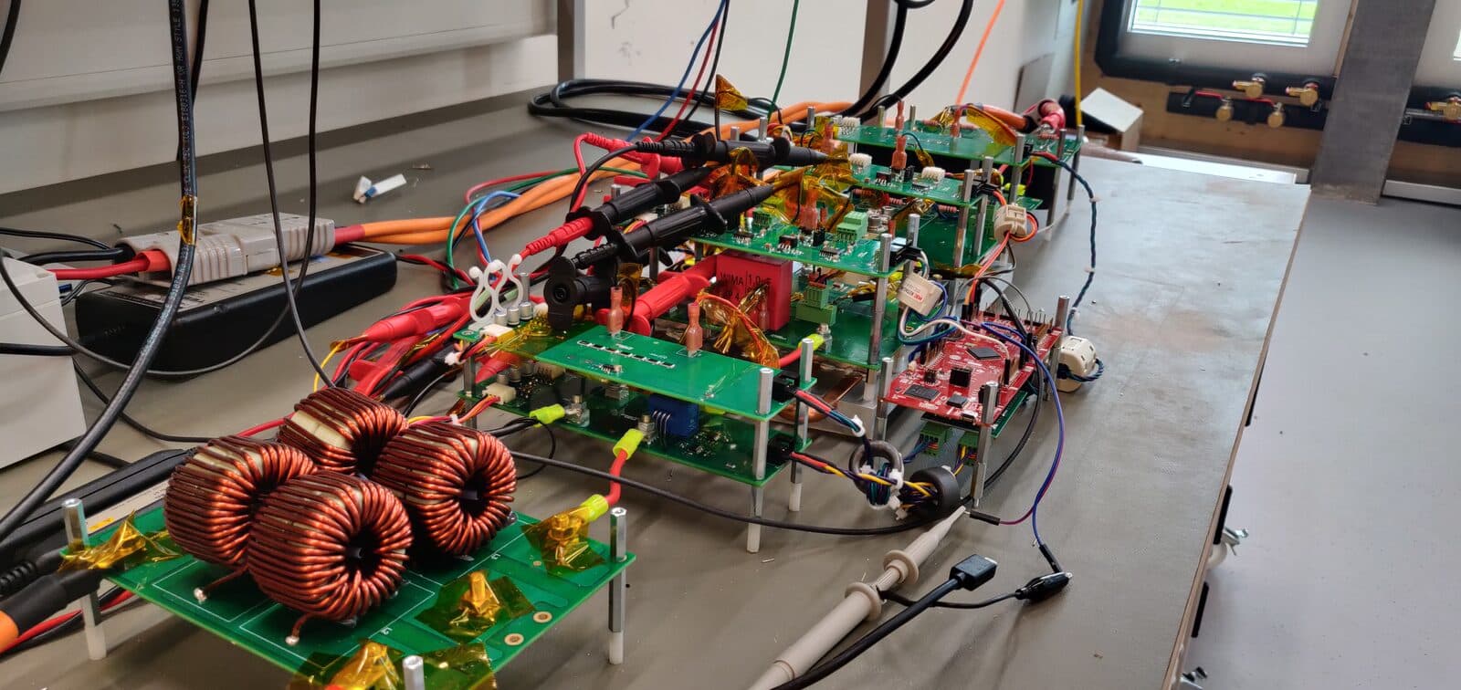 My master's thesis, a 15 kW DC-DC converter rigged up on a lab bench
